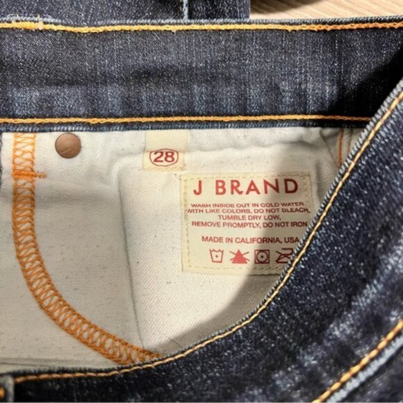 J Brand With Orange Stitching Skinny Leg Blue Jeans, Style #910 Ink, Size 28 - Picture 7 of 8